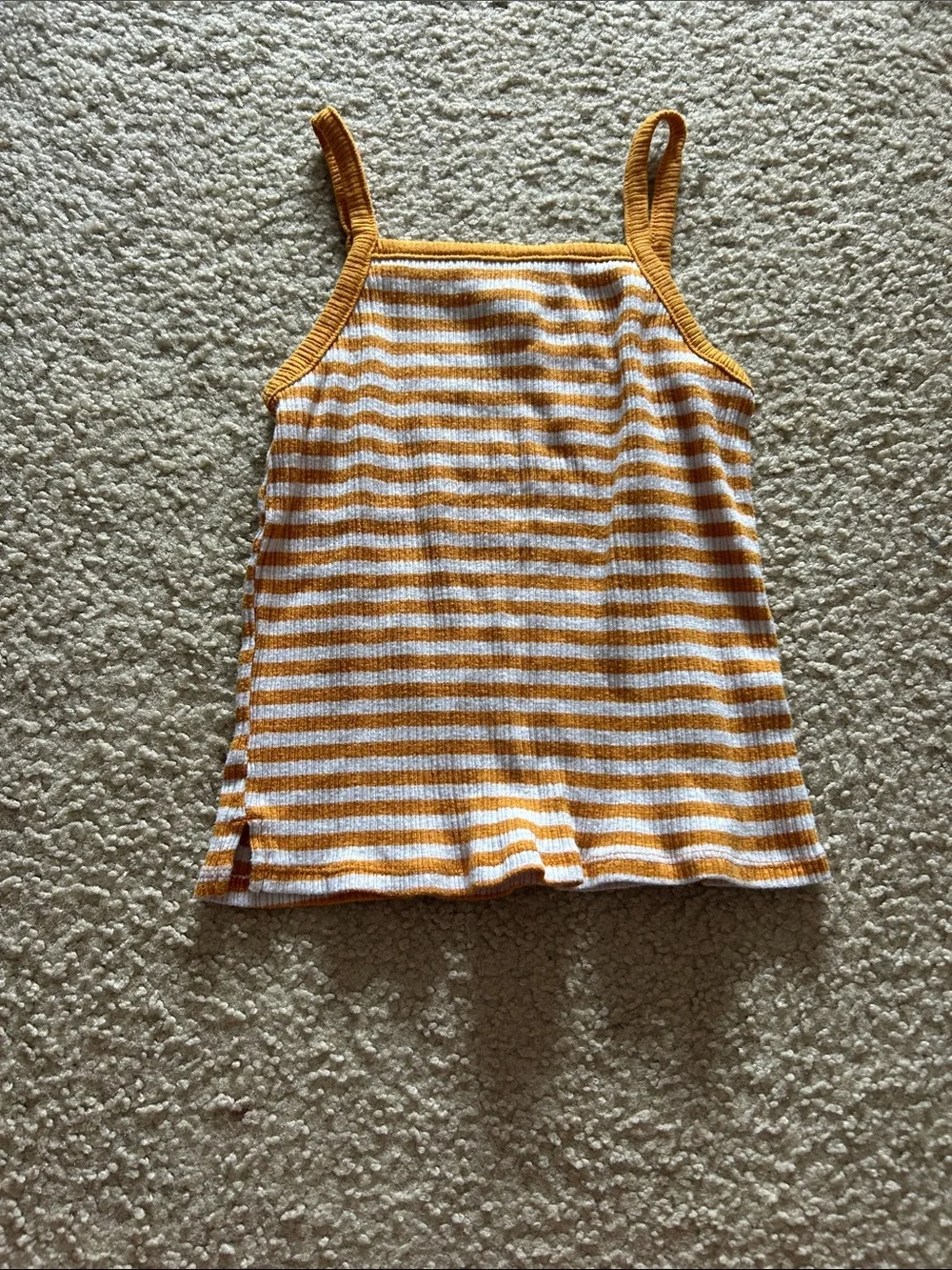 Old Navy Yellow and White Striped Ribbed Tank